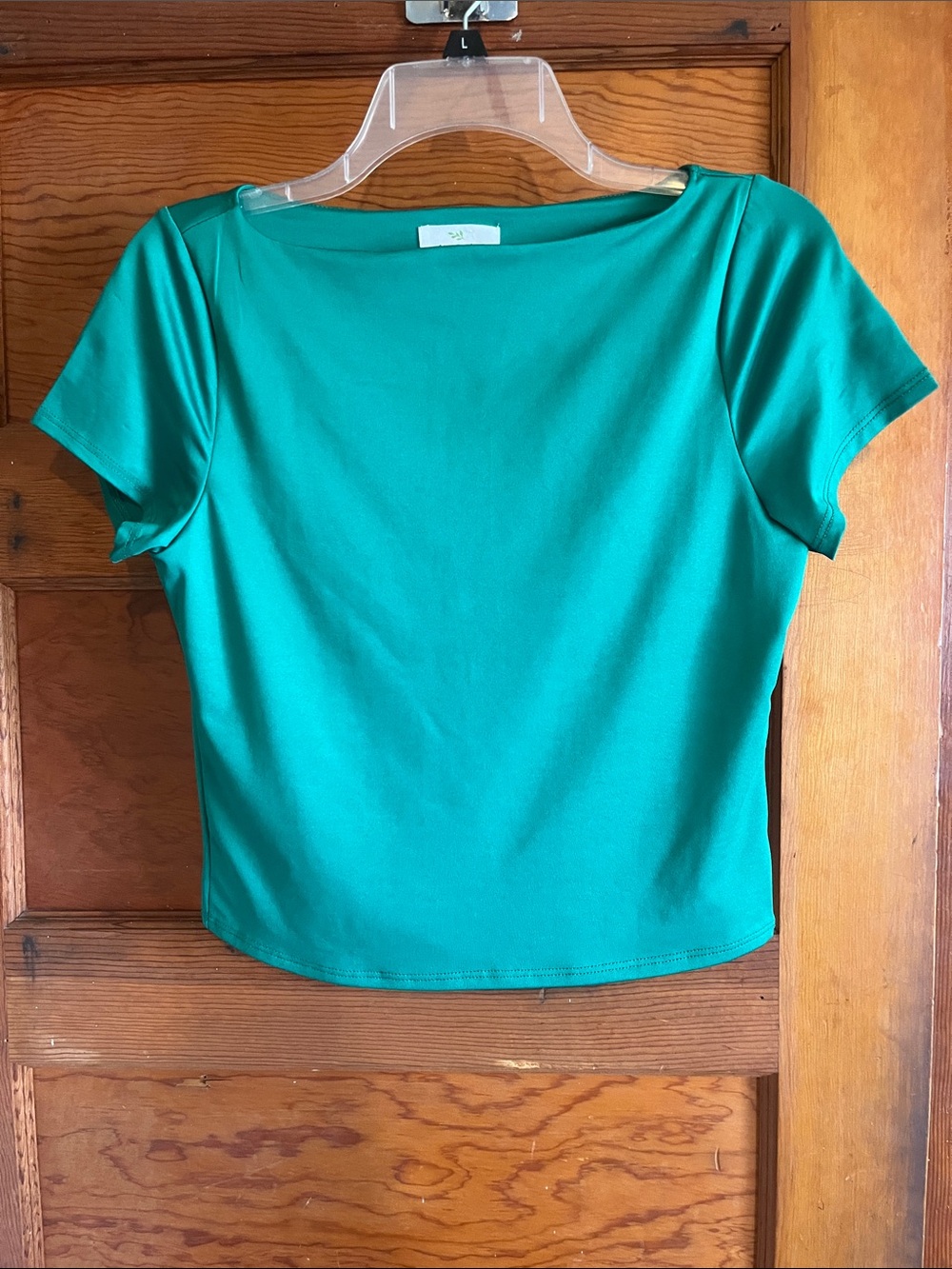 Women’s Boatneck Short Sleeve Top in Emerald Green